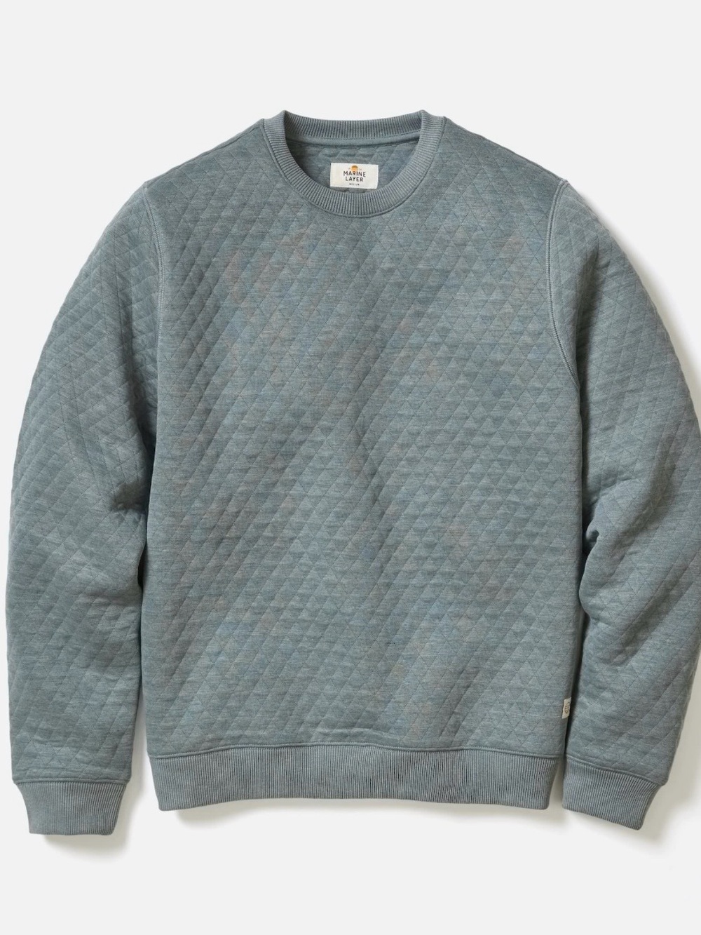 Marine Layer Size M Corbet Quilted Crewneck in Dusty Pine - Picture 4 of 8